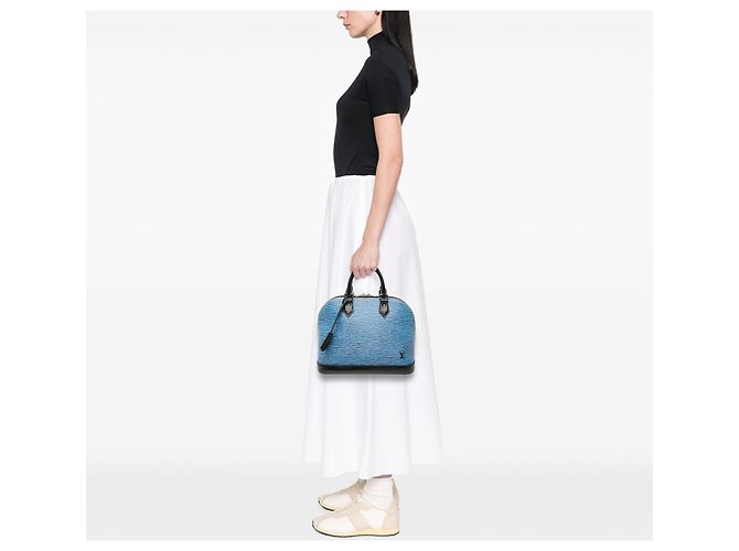Borsa a mano Louis Vuitton Alma PM in pelle Epi Denim blu - vista 6