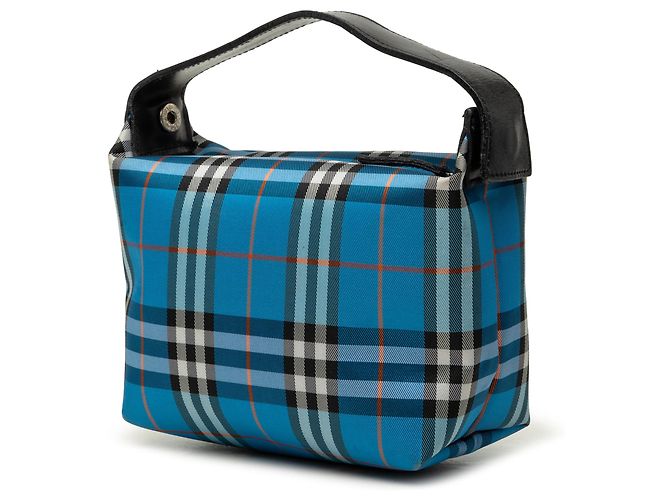 Borsa a mano Burberry Mini House Check Canvas Blu - vista 2