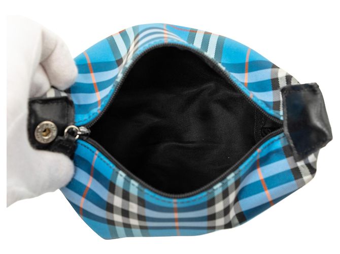 Borsa a mano Burberry Mini House Check Canvas Blu - vista 4