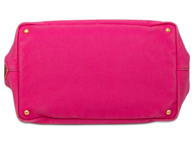 Borsa Tote Satchel Prada Canvas Canapa Logo Rosa - vista 3