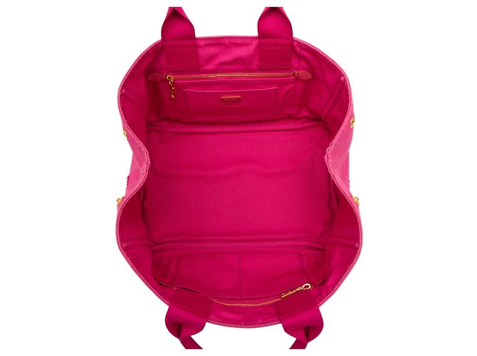 Borsa Tote Satchel Prada Canvas Canapa Logo Rosa - vista 4