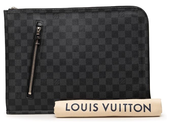 Black Louis Vuitton Damier Graphite Poche Documents Portfolio Clutch Bag - view 7