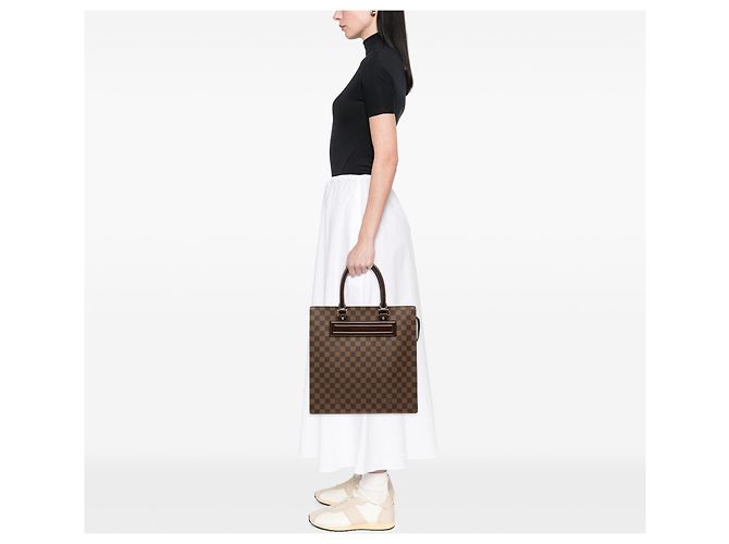 Borsa Tote Louis Vuitton Damier Ebene Venice Sac Plat GM Marrone - vista 6