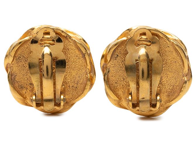 Brincos de pressão Chanel CC banhados a ouro e esmalte Dourado - vista 2