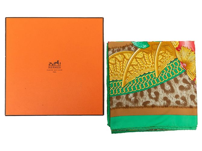 Foulard di seta Hermès Casques et Plumets Brown 90 Marrone - vista 8