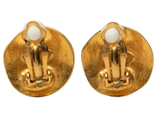 Orecchini a clip rotondi placcati oro Chanel CC Gold D'oro - vista 2