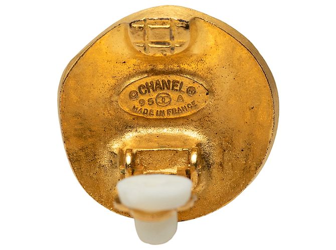 Orecchini a clip rotondi placcati oro Chanel CC Gold D'oro - vista 3