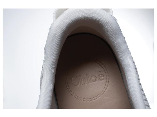 Chloé Chloe, sneakers platform nama in pelle con cuciture Bianco - vista 9