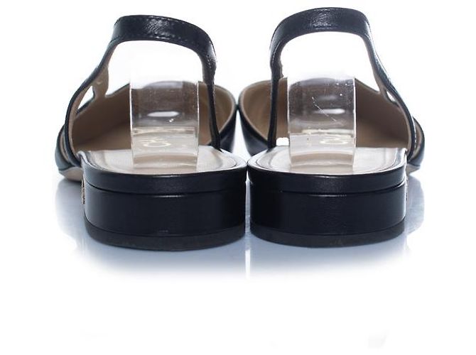 Chanel, sandali slingback in pelle nera Nero - vista 3