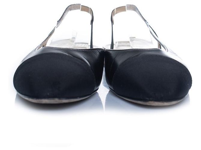 Chanel, sandali slingback in pelle nera Nero - vista 5