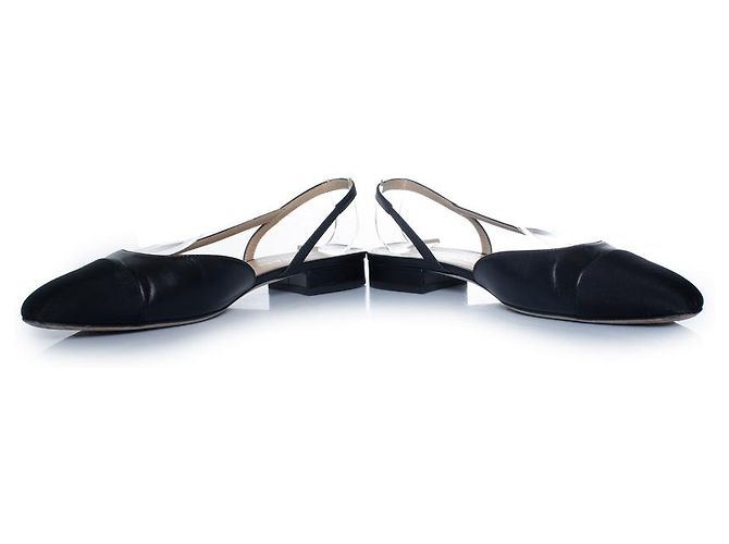 Chanel, sandali slingback in pelle nera Nero - vista 6