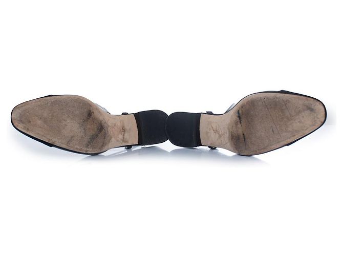 Chanel, sandali slingback in pelle nera Nero - vista 8