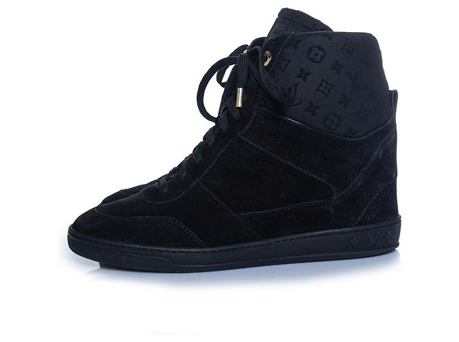 Louis Vuitton, sneakers wedge millenium in camoscio Nero - vista 2
