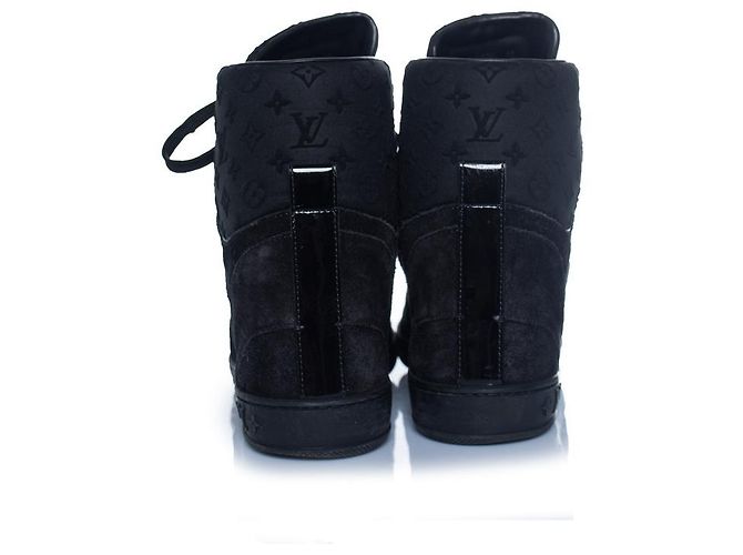 Louis Vuitton, sneakers wedge millenium in camoscio Nero - vista 3