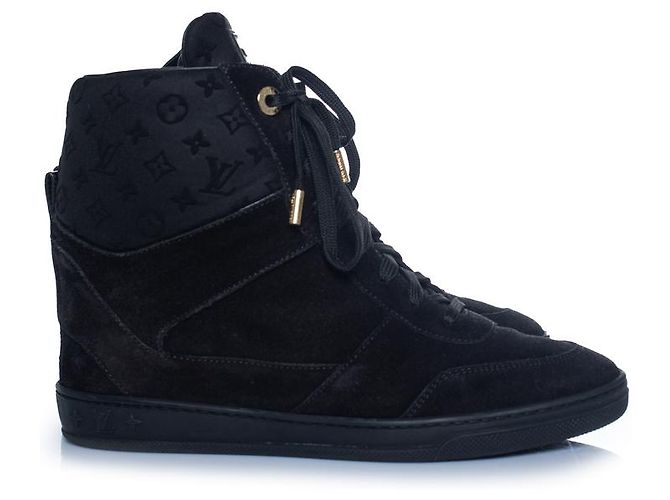 Louis Vuitton, sneakers wedge millenium in camoscio Nero - vista 4