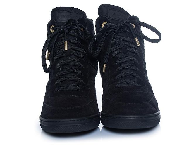 Louis Vuitton, sneakers wedge millenium in camoscio Nero - vista 5