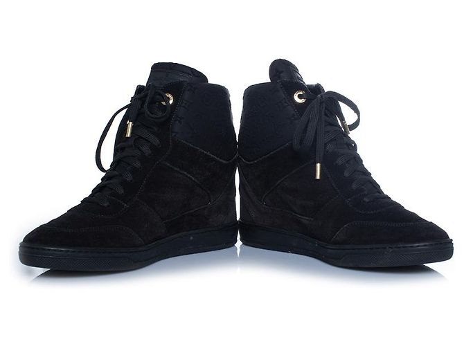Louis Vuitton, sneakers wedge millenium in camoscio Nero - vista 6