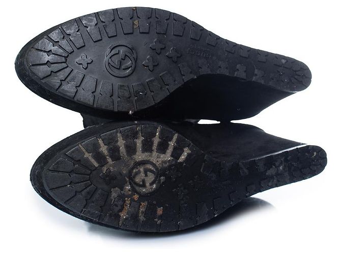 Gucci, botines de cuña en ante Microguccissima Negro - vista 7