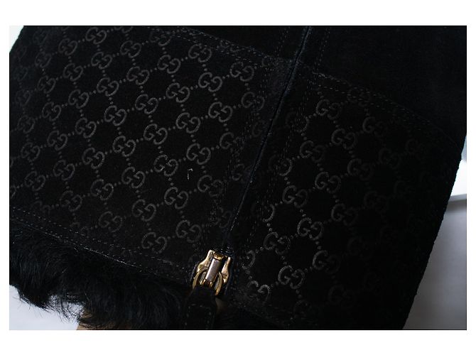 Gucci, botines de cuña en ante Microguccissima Negro - vista 9