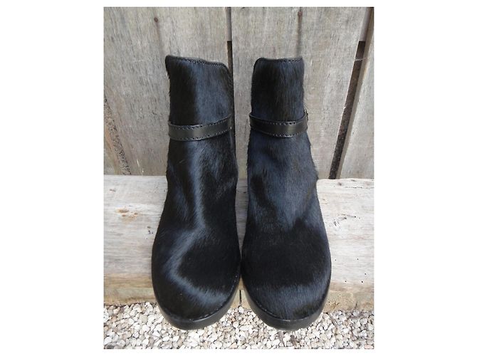 Botines Acne Studios de cuero de poni negro - vista 3