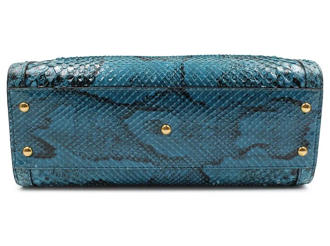 Gucci Bamboo 1947 Handtasche in Blauem Pythonleder - Ansicht 10