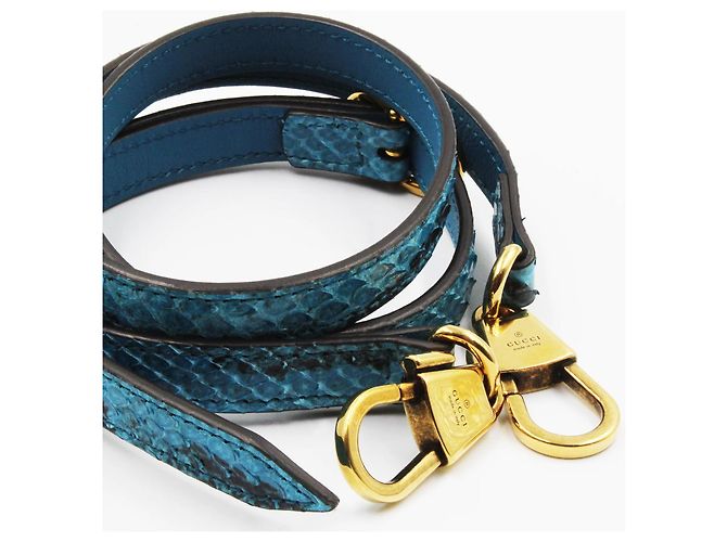 Gucci Bamboo 1947 Handtasche in Blauem Pythonleder - Ansicht 13