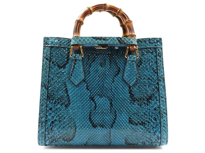 Gucci Bamboo 1947 Handtasche in Blauem Pythonleder - Ansicht 3