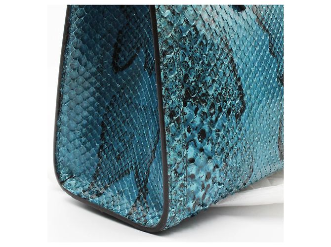 Gucci Bamboo 1947 Handtasche in Blauem Pythonleder - Ansicht 8
