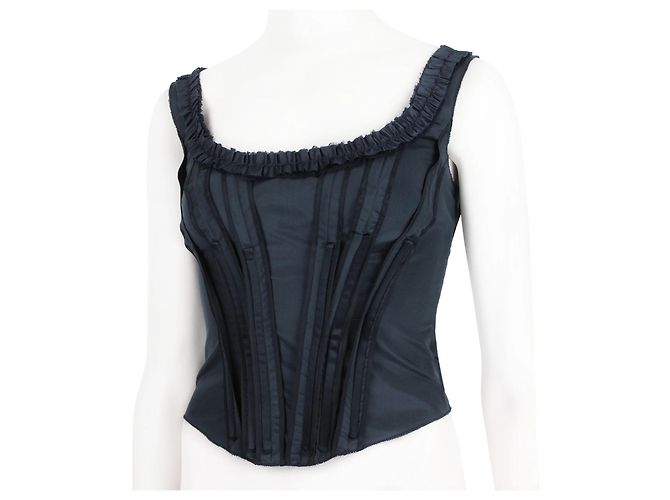 Ribbon Prada Top Corset Negro - vista 2