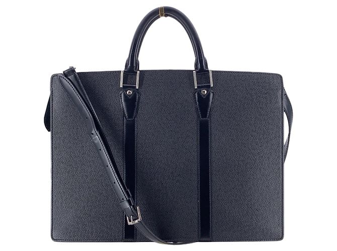 Louis Vuitton Borsa briefcase Lozan in pelle Taiga nera con tracolla Nero - vista 3