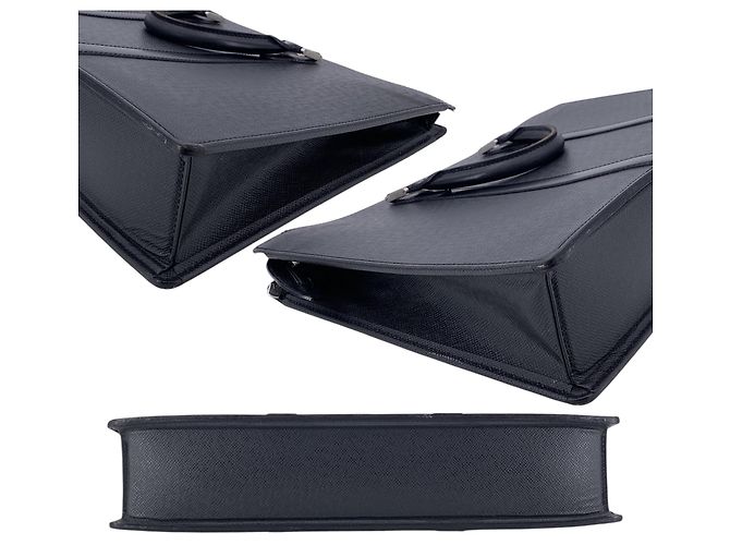 Louis Vuitton Borsa briefcase Lozan in pelle Taiga nera con tracolla Nero - vista 4