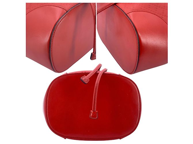 Gucci Borsa a secchiello a spalla in pelle rossa brillante con diamanti e coulisse Rosso - vista 4