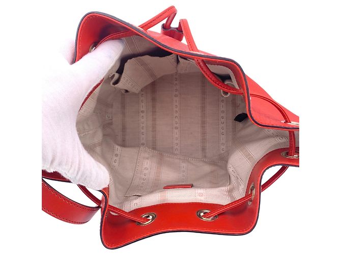 Gucci Borsa a secchiello a spalla in pelle rossa brillante con diamanti e coulisse Rosso - vista 5