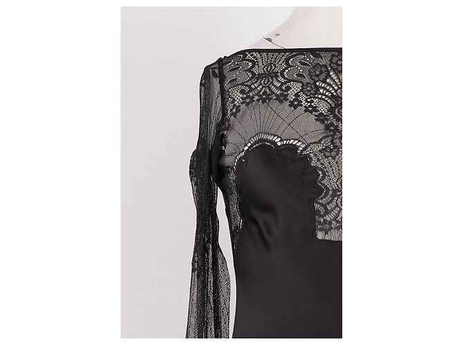 Autre Marque Sleeping with Jacques Seidenkleid Schwarz - Ansicht 3