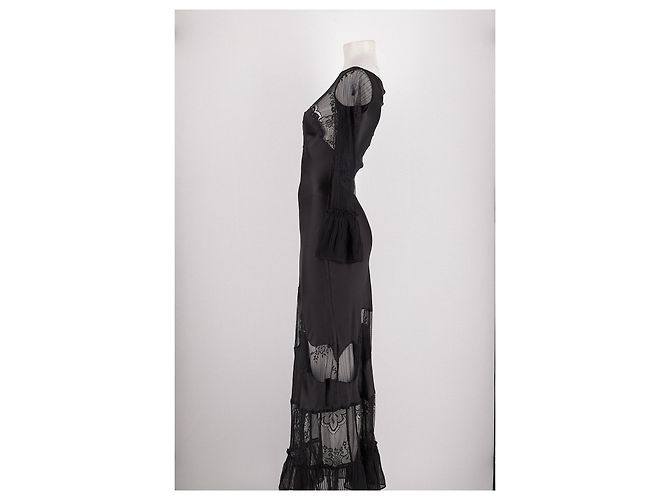 Autre Marque Sleeping with Jacques Seidenkleid Schwarz - Ansicht 5