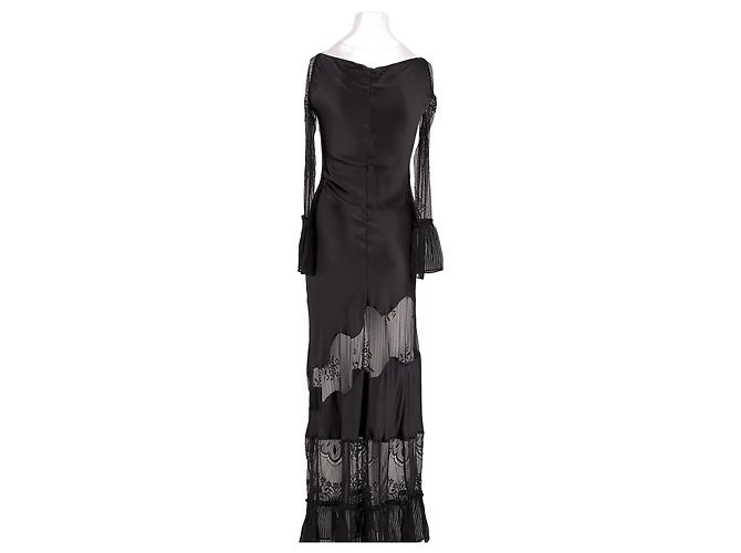 Autre Marque Sleeping with Jacques Seidenkleid Schwarz - Ansicht 6