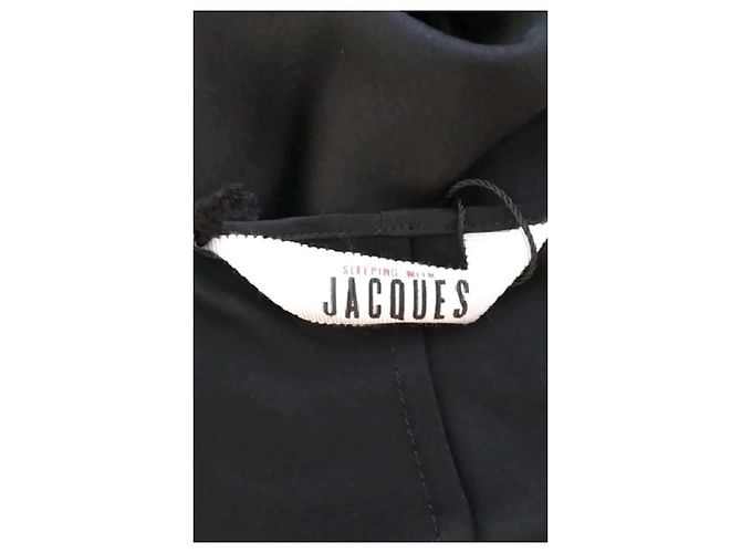 Autre Marque Sleeping with Jacques Seidenkleid Schwarz - Ansicht 7