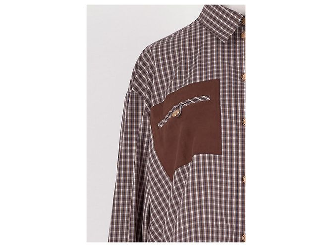 Autre Marque Camicia TRESSÉ in cotone marrone - vista 3