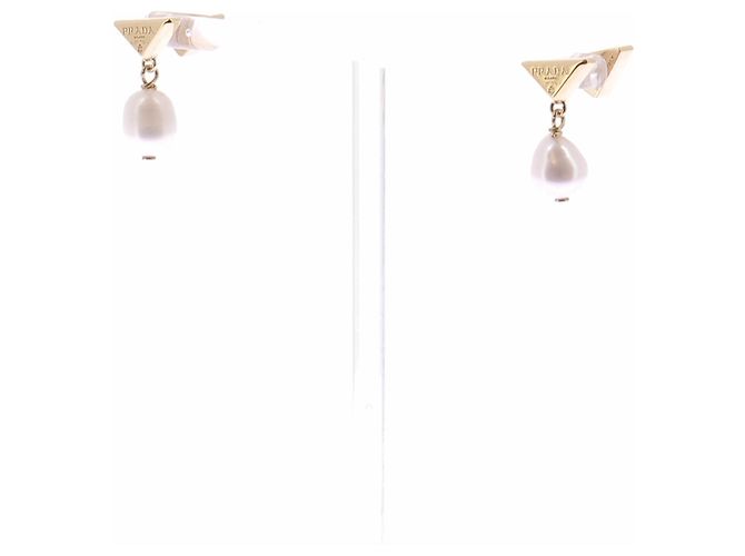 Prada Brincos de metal com pérolas Dourado - vista 2