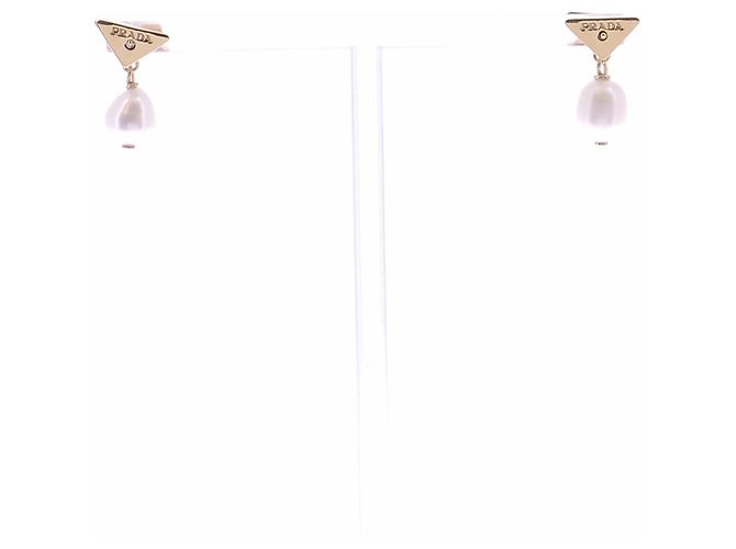 Prada Brincos de metal com pérolas Dourado - vista 3
