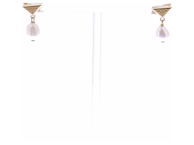 Prada Brincos de metal com pérolas Dourado - vista 6