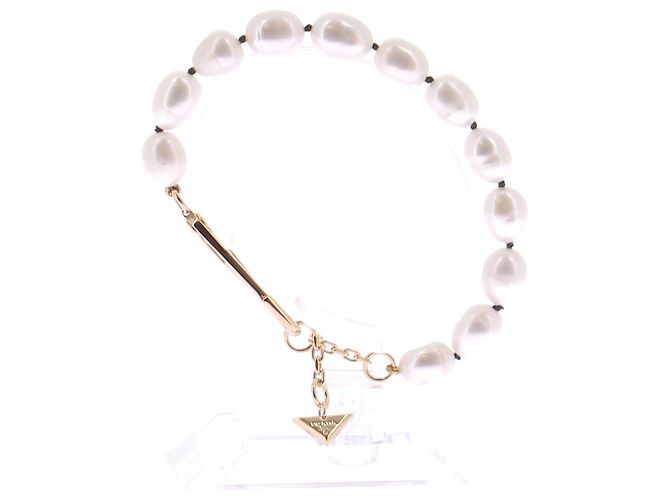 Prada Metallarmband mit Perlen Weiß - Ansicht 4