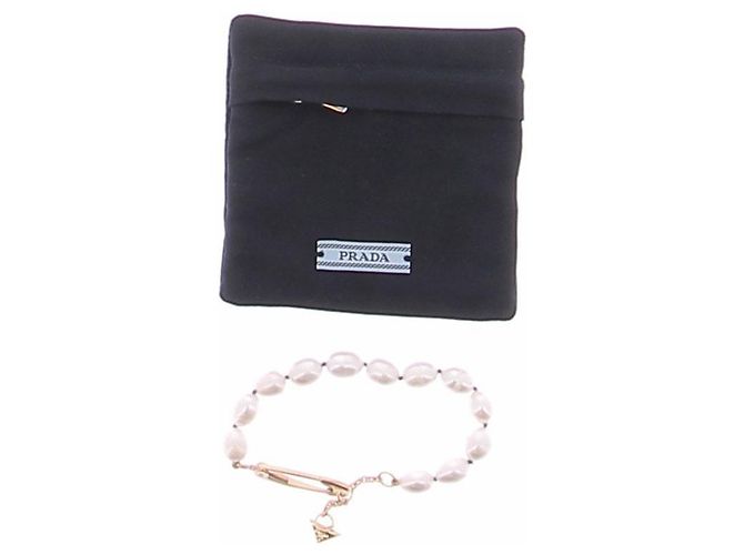 Prada Metallarmband mit Perlen Weiß - Ansicht 6