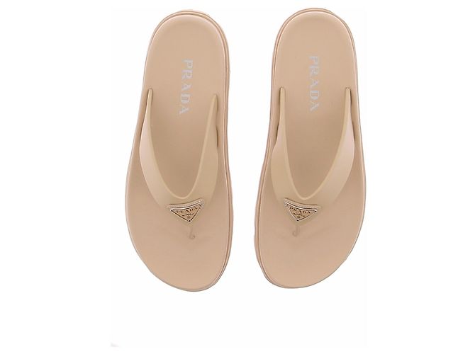 Prada Gummisandalen Weiß Leder Größe 38 - Ansicht 4