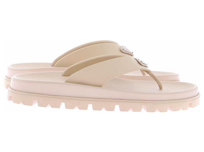 Prada Gummisandalen Weiß Leder Größe 38 - Ansicht 6
