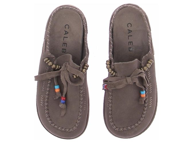 Autre Marque Mules brodées CALEB en daim marron Taille 38 - vue 4