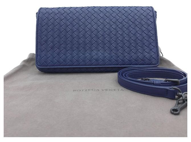 Bottega Veneta Borsa a tracolla con patta Intrecciato Blu - vista 11