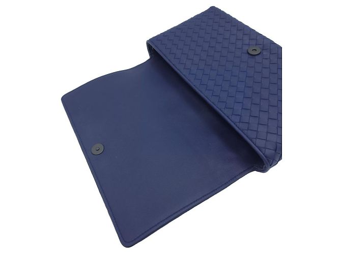 Bottega Veneta Borsa a tracolla con patta Intrecciato Blu - vista 8