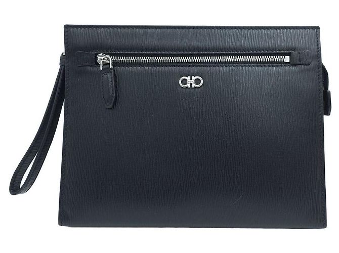 Salvatore Ferragamo Clutch com alça de mão Gancini Preto - vista 10