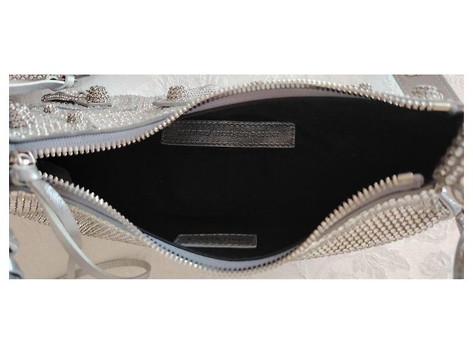 Balenciaga Le Cagole XS Borsa a Tracolla - Camoscio Grigio e Strass Silver hardware - vista 6